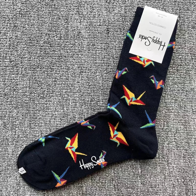 Happy Socks Men's Diamond Check Crew Socks for All Seasons ATHLEXES