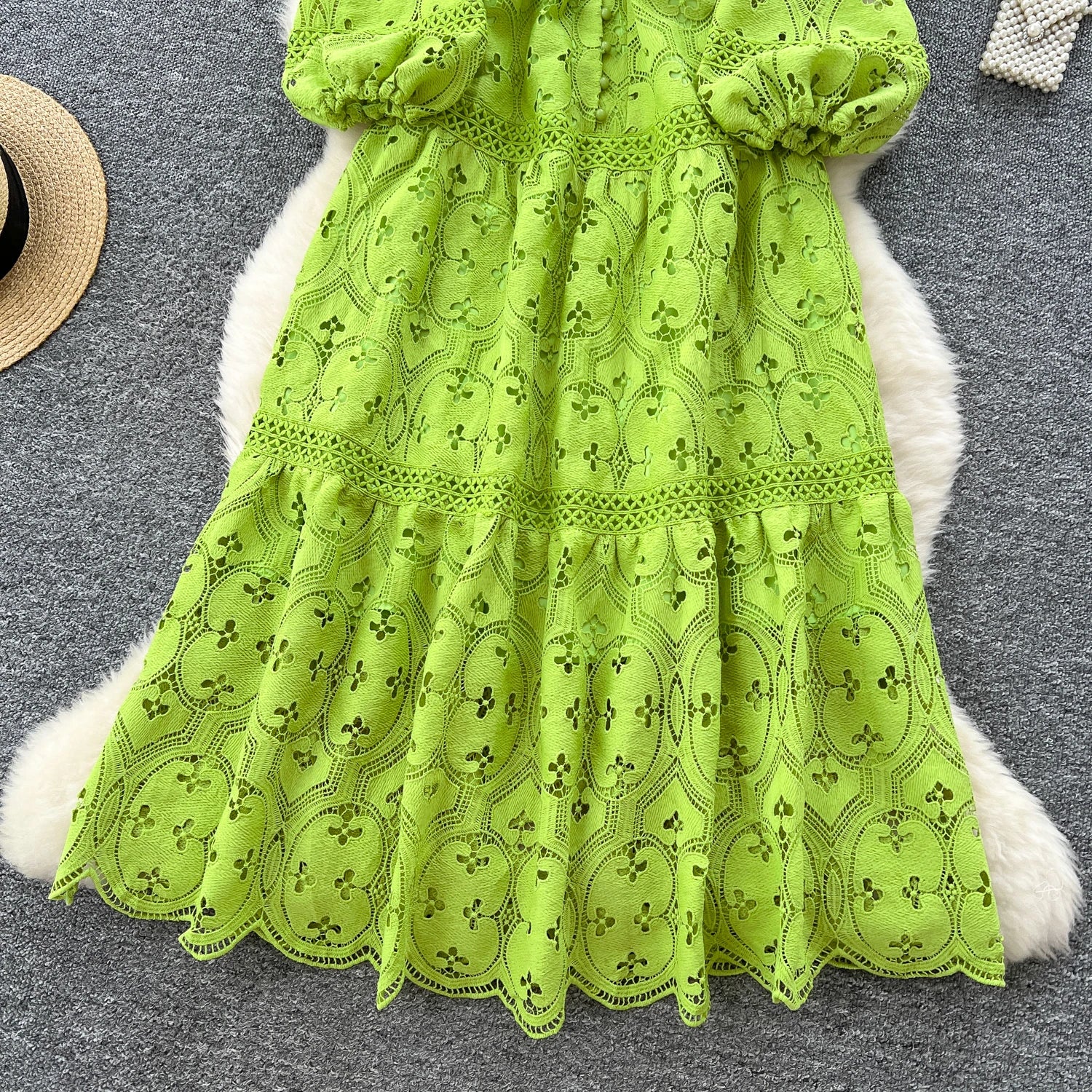 Chic French Lace Ruffle Dress for Women ATHLEXES