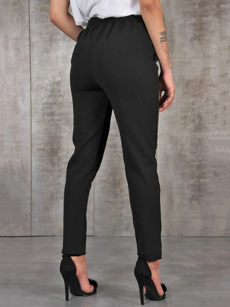Chic Chiffon High Waist Slim Fit Pants for Women ATHLEXES