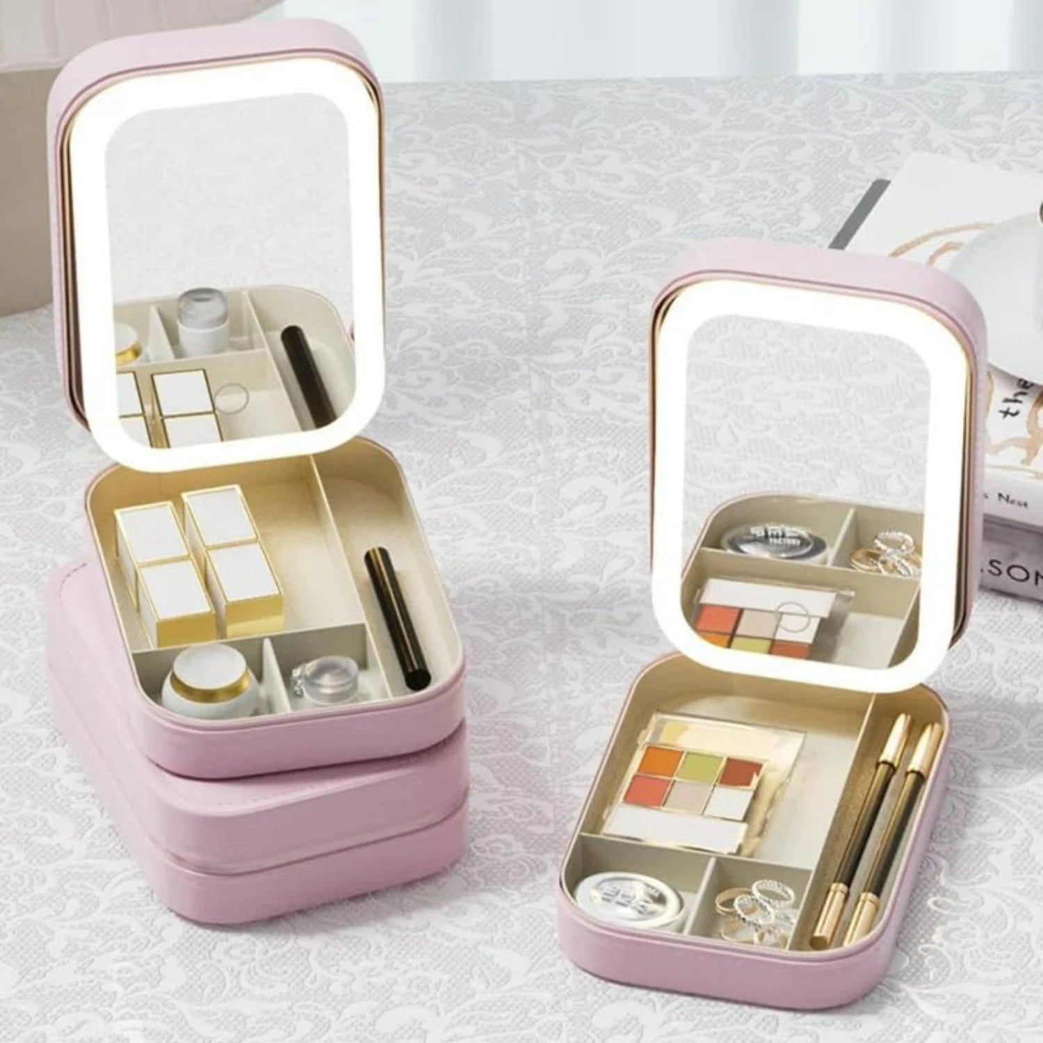 IllumiGlow Travel Makeup Bag with LED Mirror ATHLEXES