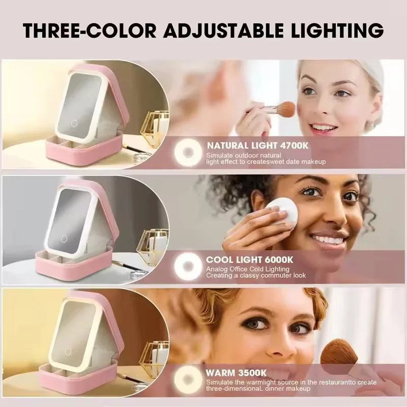 LuxeGlow Portable LED Makeup Mirror Case ATHLEXES
