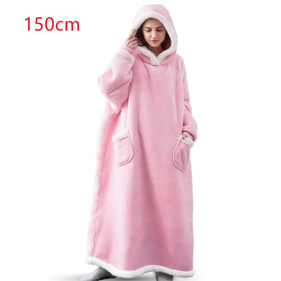 CozySleeve Oversized Flannel Hoodie Blanket for All Seasons ATHLEXES