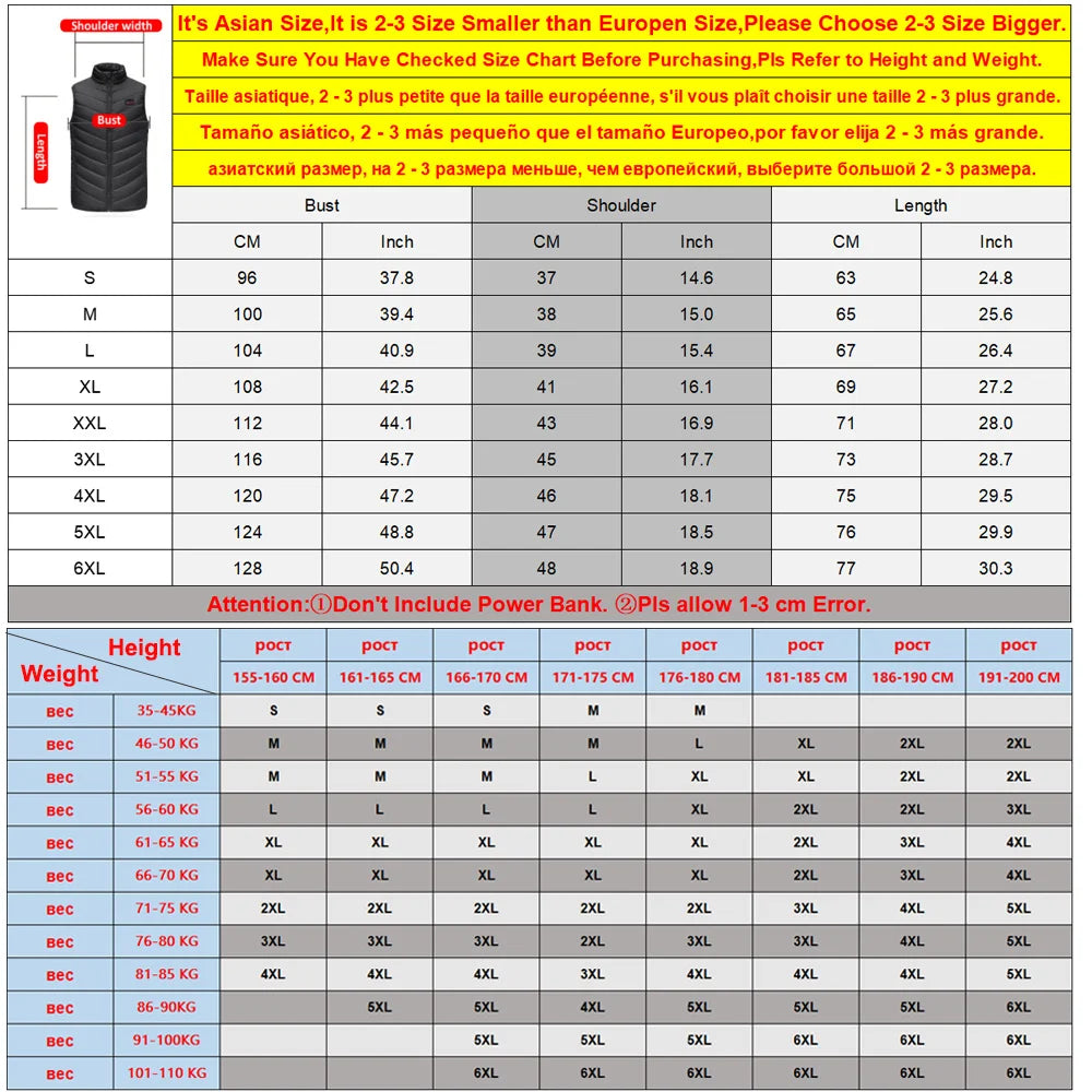 9-Zone USB Electric Heated Vest ATHLEXES