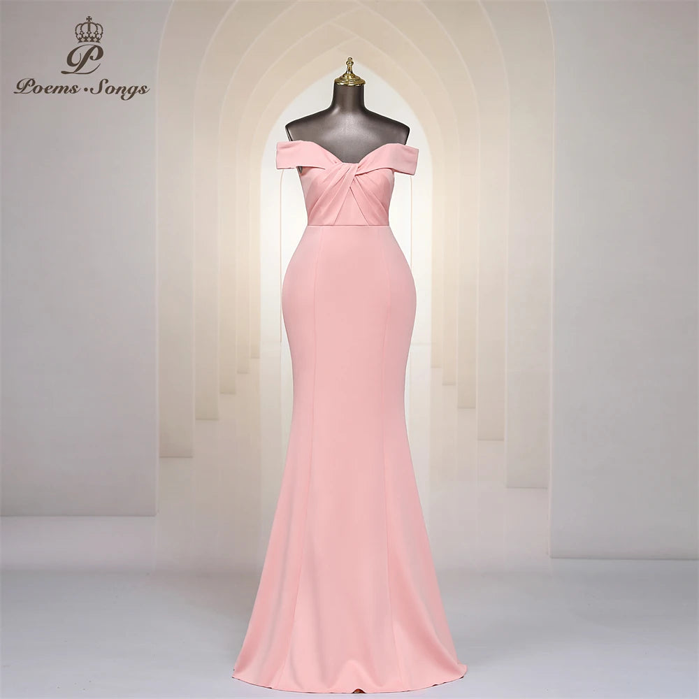 Pink Mermaid Elegance Off Shoulder Evening Dress ATHLEXES