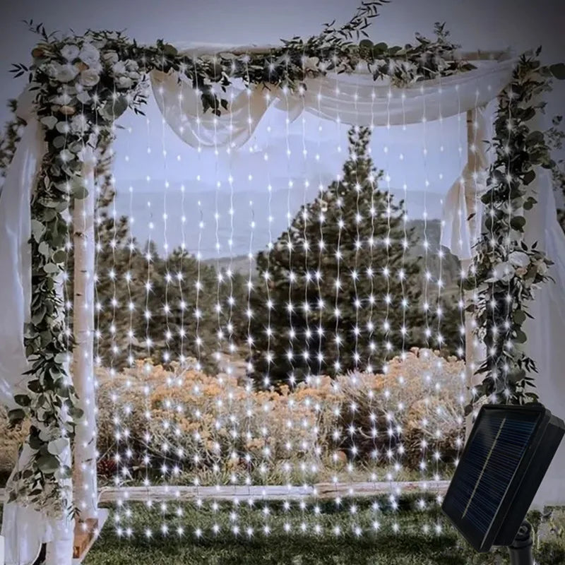 Twinkling Solar Fairy Curtain Lights for Outdoor Elegance ATHLEXES