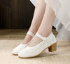 Veowalk Elegant Cotton Mary Jane Block Heels ATHLEXES
