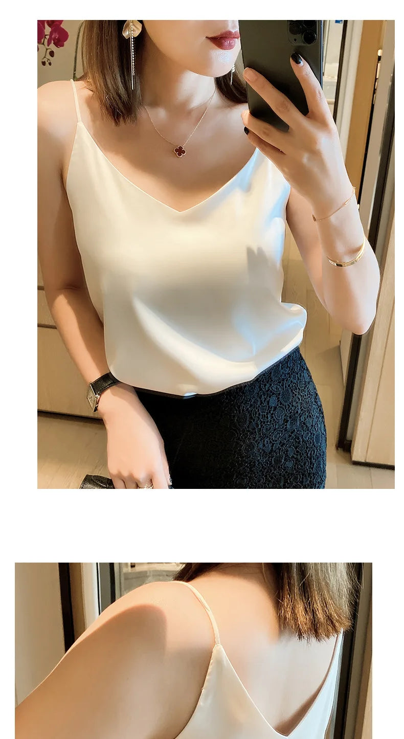 Chic Summer V-Neck Chiffon Tank Top ATHLEXES