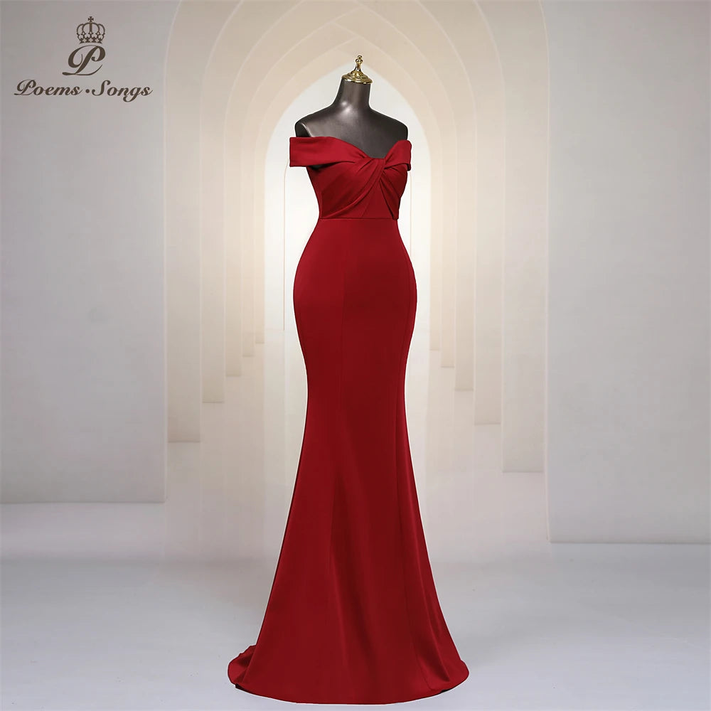 Pink Mermaid Elegance Off Shoulder Evening Dress ATHLEXES