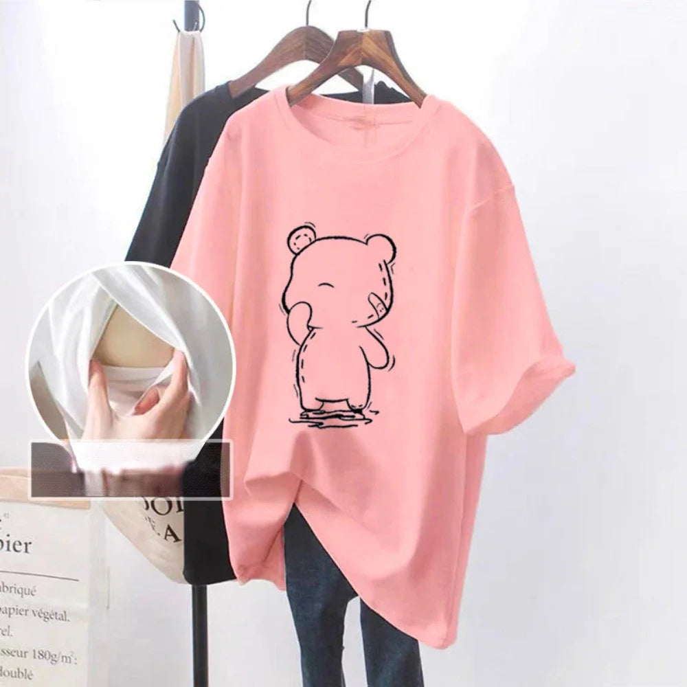 Elegant Mama Cotton Nursing Tee for Summer ATHLEXES