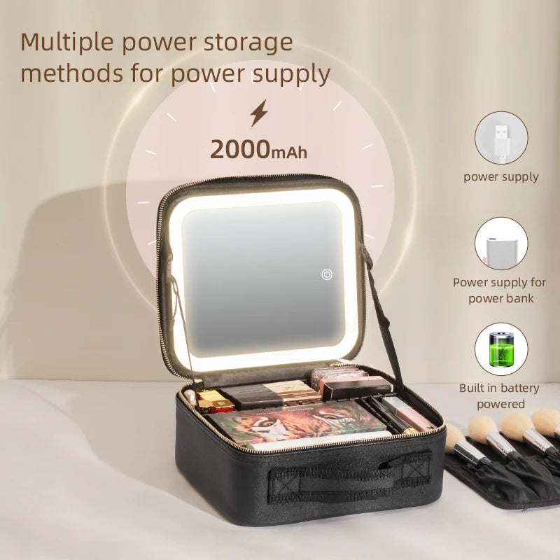 LuxeGlow LED Makeup Train Case ATHLEXES