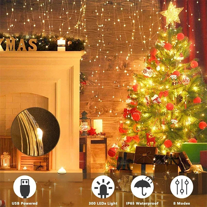 FairyGlow 3M LED Curtain String Lights USB Decor ATHLEXES