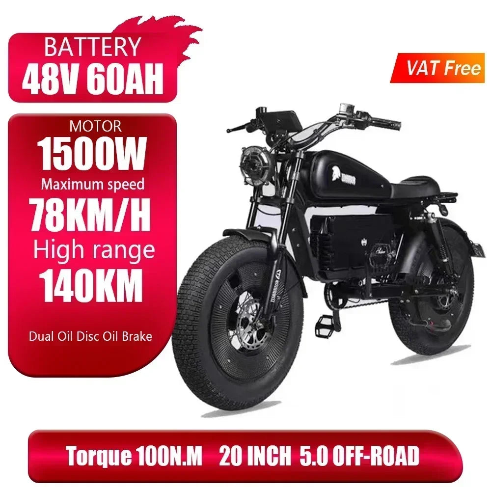 Black Knight 1500W Off-Road Electric Bike ATHLEXES
