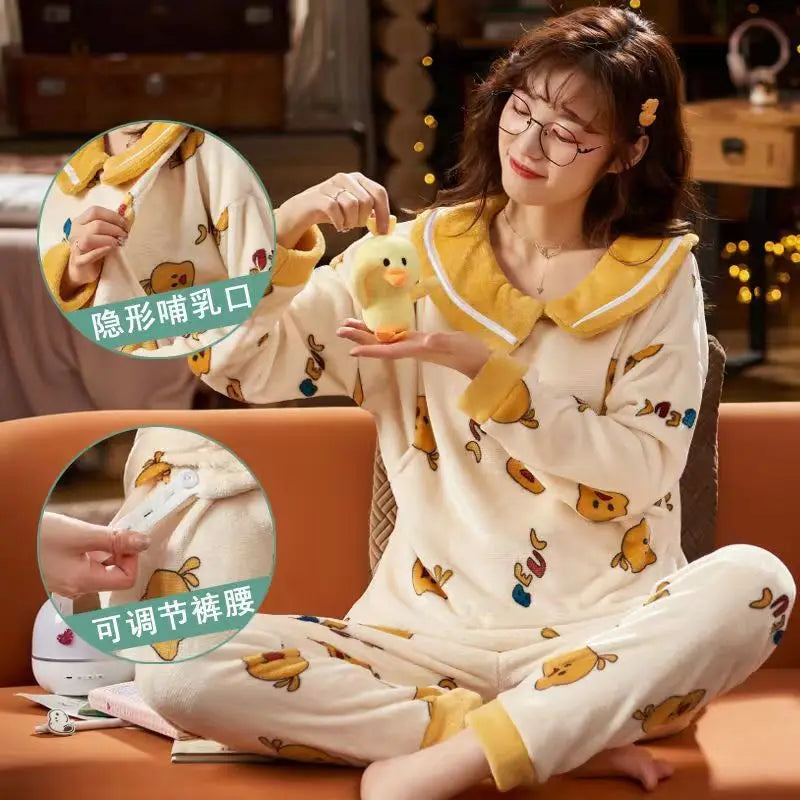 CozyCare Winter Nursing Pajama Set for Moms ATHLEXES