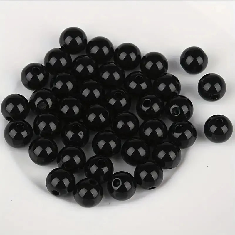 Elegant Black 8mm Round Loose Beads for Jewelry Making ATHLEXES
