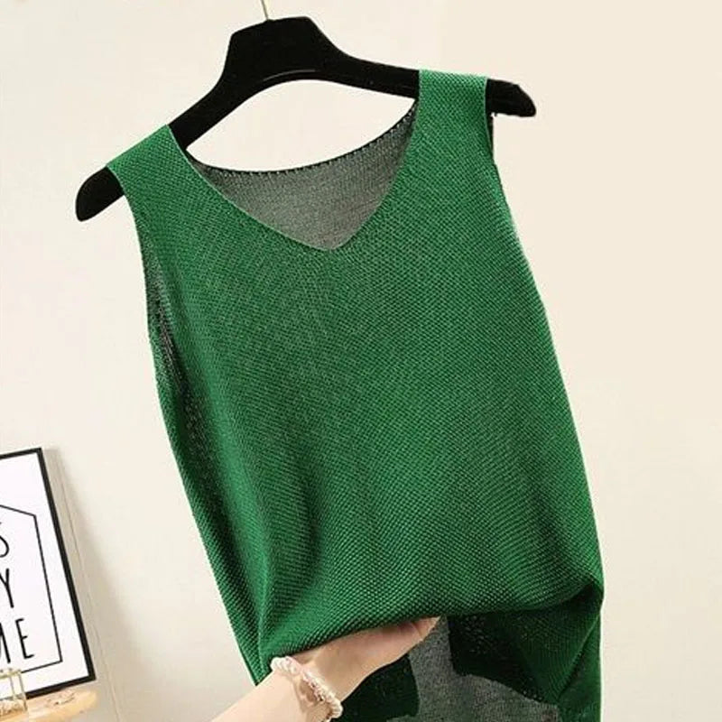 Chic Summer V Neck Knitted Blouse for Women ATHLEXES
