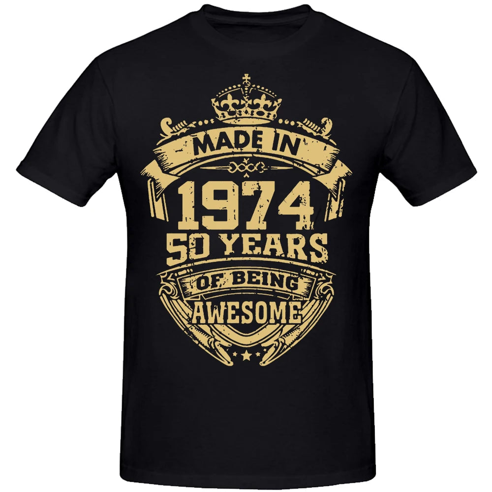 Awesome 50 Years Made in 1974 T-Shirt for Dads ATHLEXES
