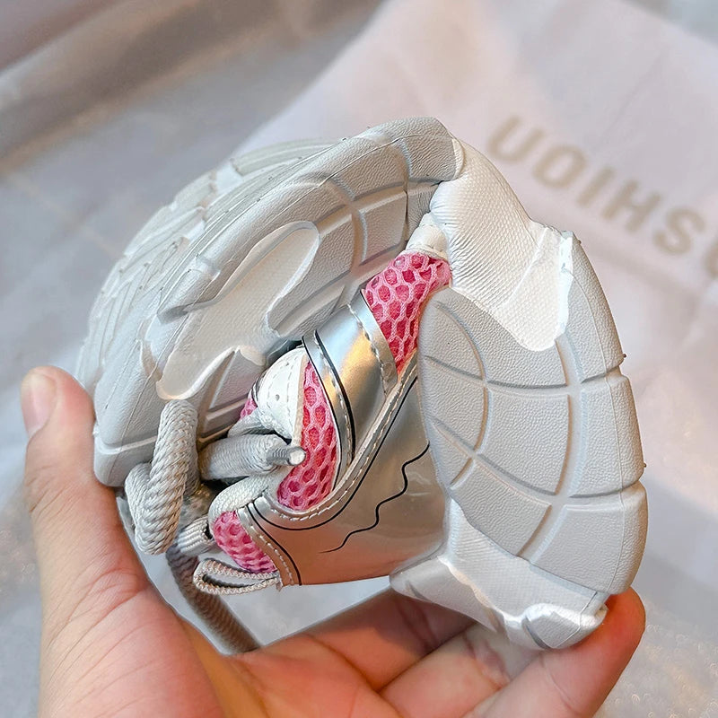 Chic Pink Leather Running Shoes for Young Girls ATHLEXES