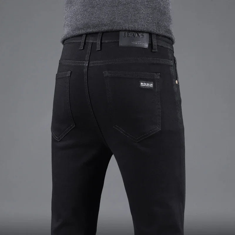 Korean Style Black Slim Fit Jeans for Men ATHLEXES