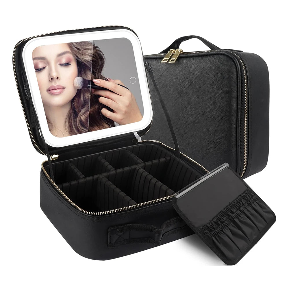 LuxeGlow Travel Makeup Organizer with Mirror ATHLEXES