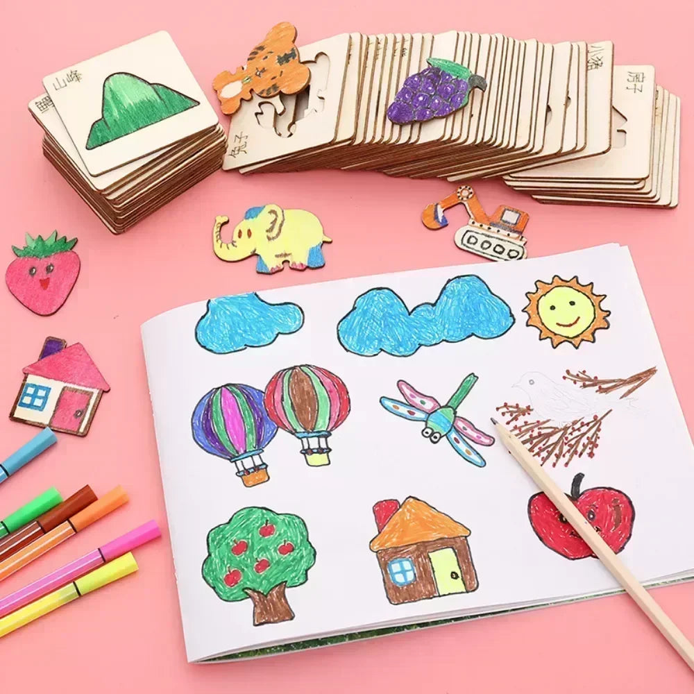 20pcs Montessori Wooden Drawing Stencils Set ATHLEXES