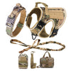 Reflective Dog Harness with 4 Metal Buckles Military Tactical Pet Training Walking K9 Vest Harnesses Leash Collar Set Large Dogs ATHLEXES