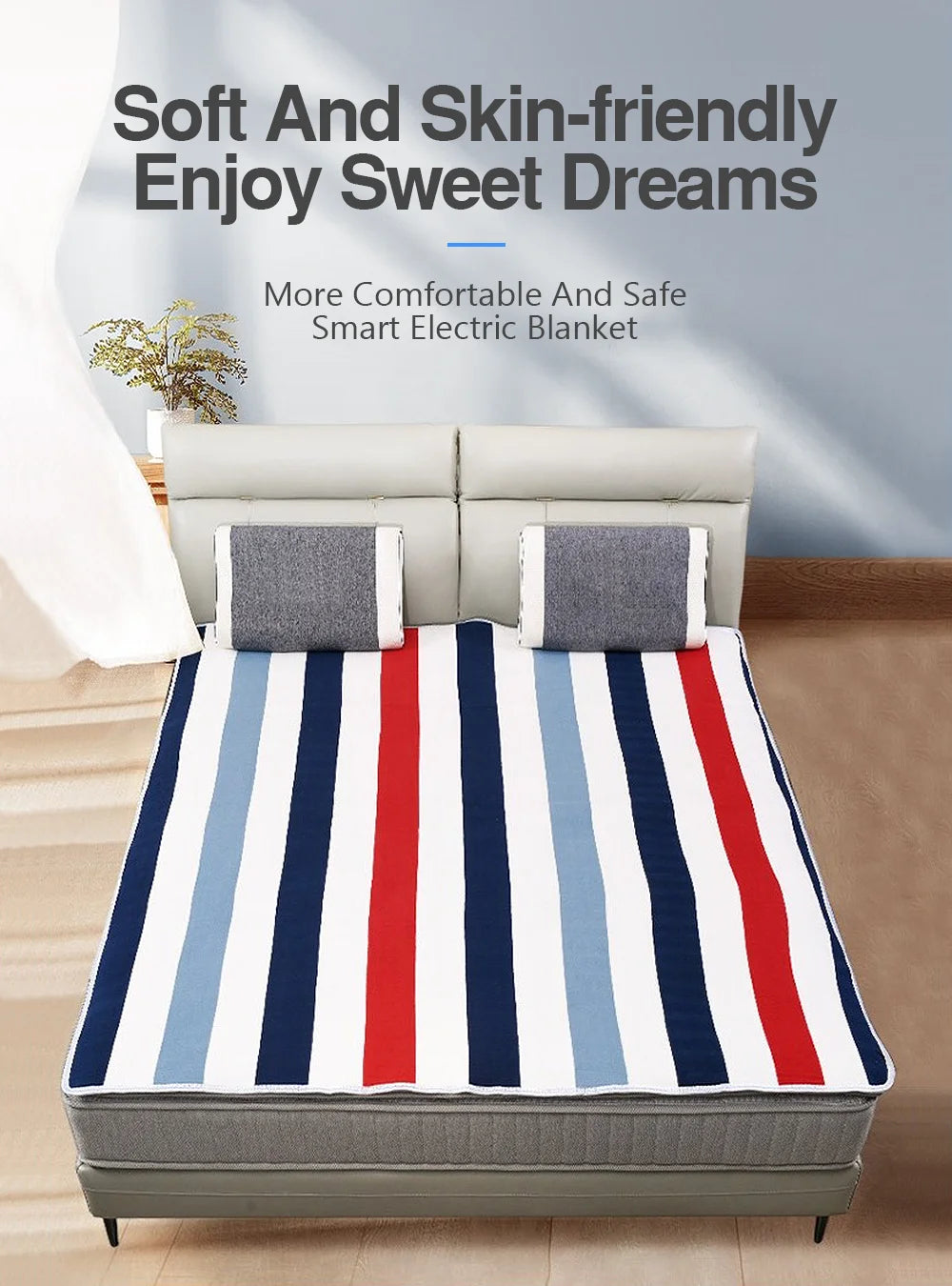 CozyStripe Heated Blanket with Adjustable Warmth ATHLEXES