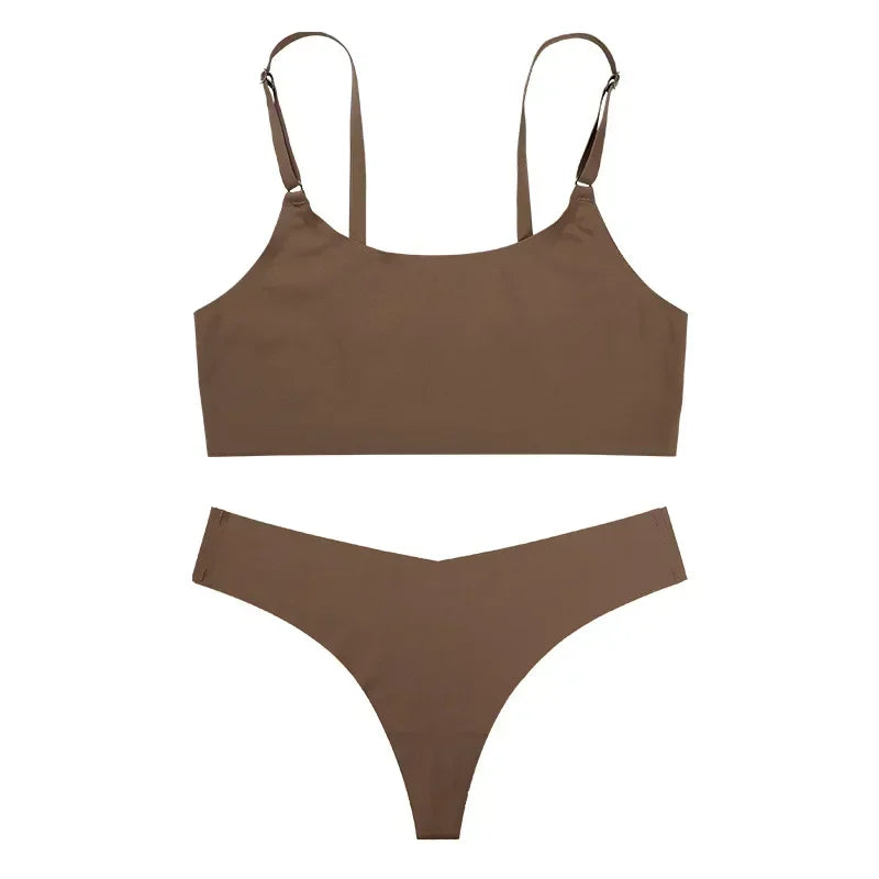 ComfortEase Wireless Spaghetti Strap Bra Set ATHLEXES