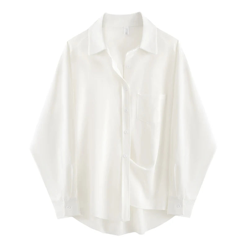Zadily 2023 Spring Oversized Chic White Button-Up Blouse ATHLEXES
