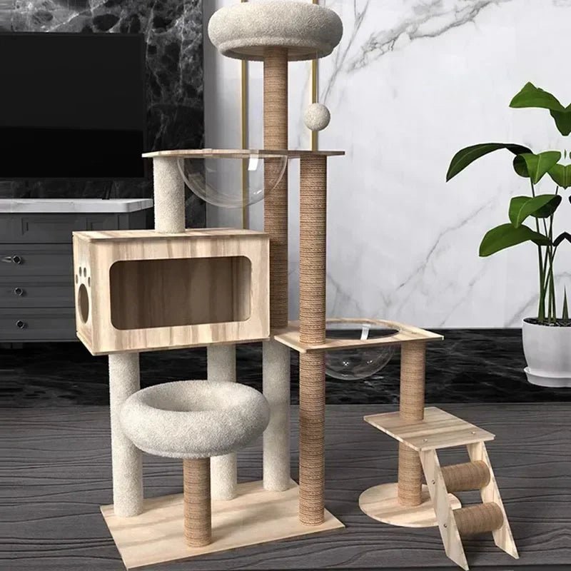 Four-Layer Wooden Cat Tree Tower ATHLEXES