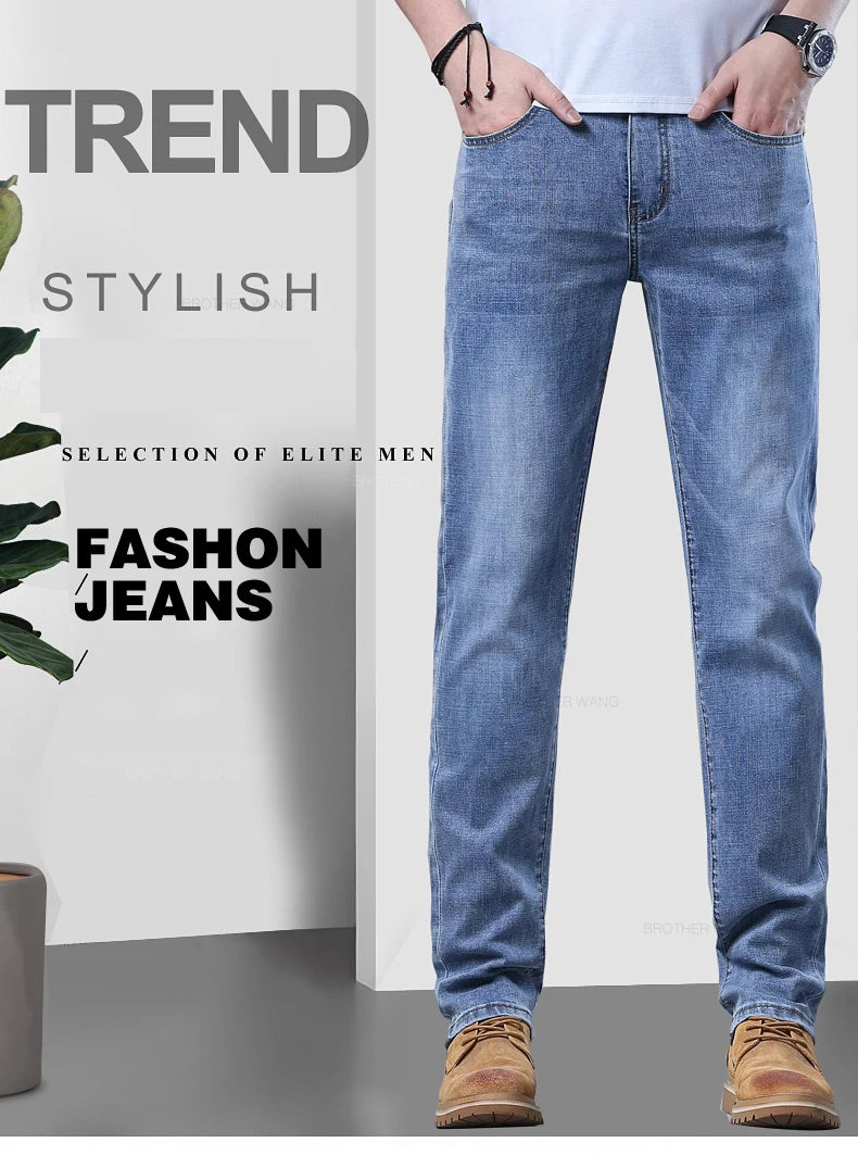 Light Blue Slim Fit Stretch Jeans for Men ATHLEXES