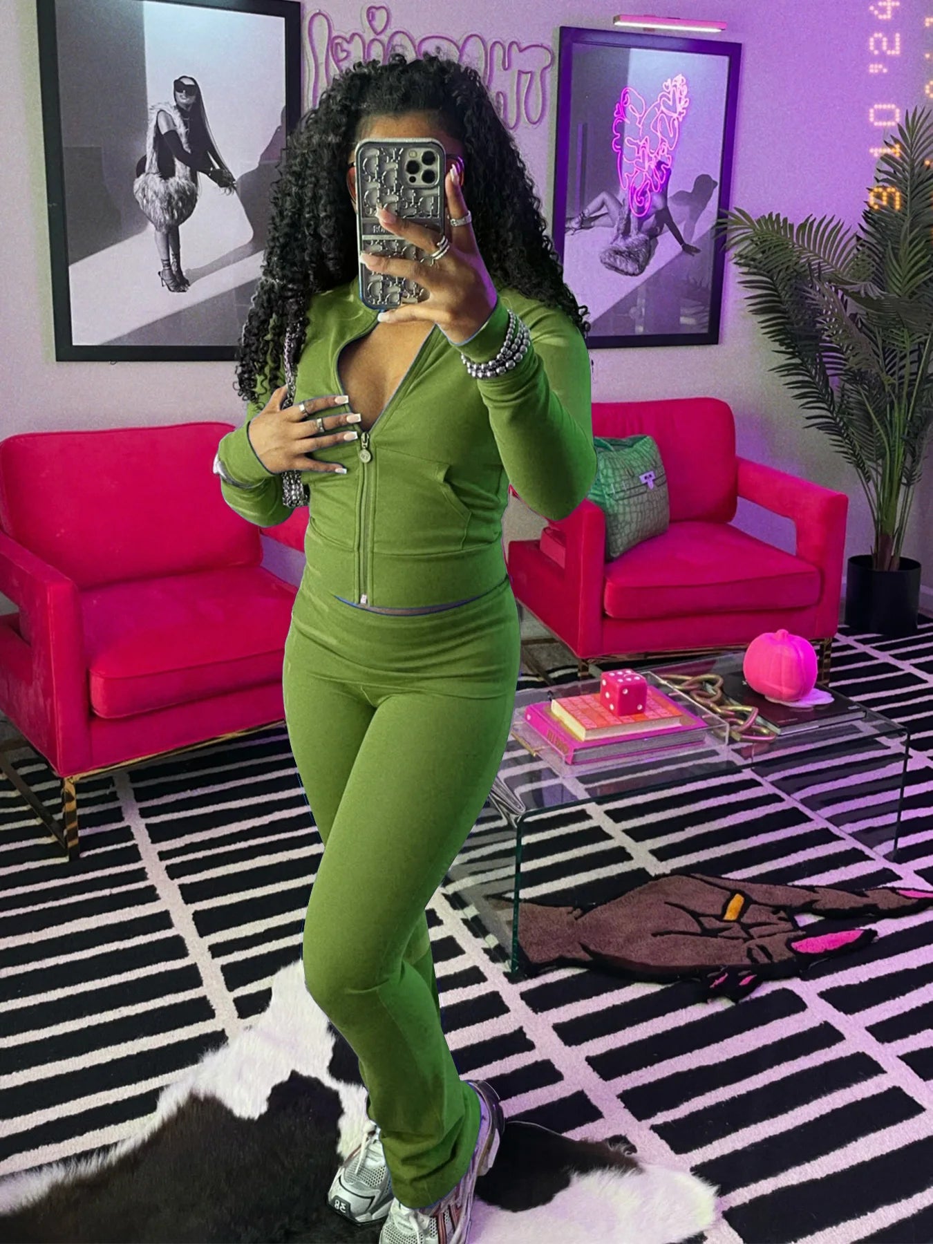 FAGADOER Casual Zip Pocket Crop Top & High Waist Leggings Set ATHLEXES