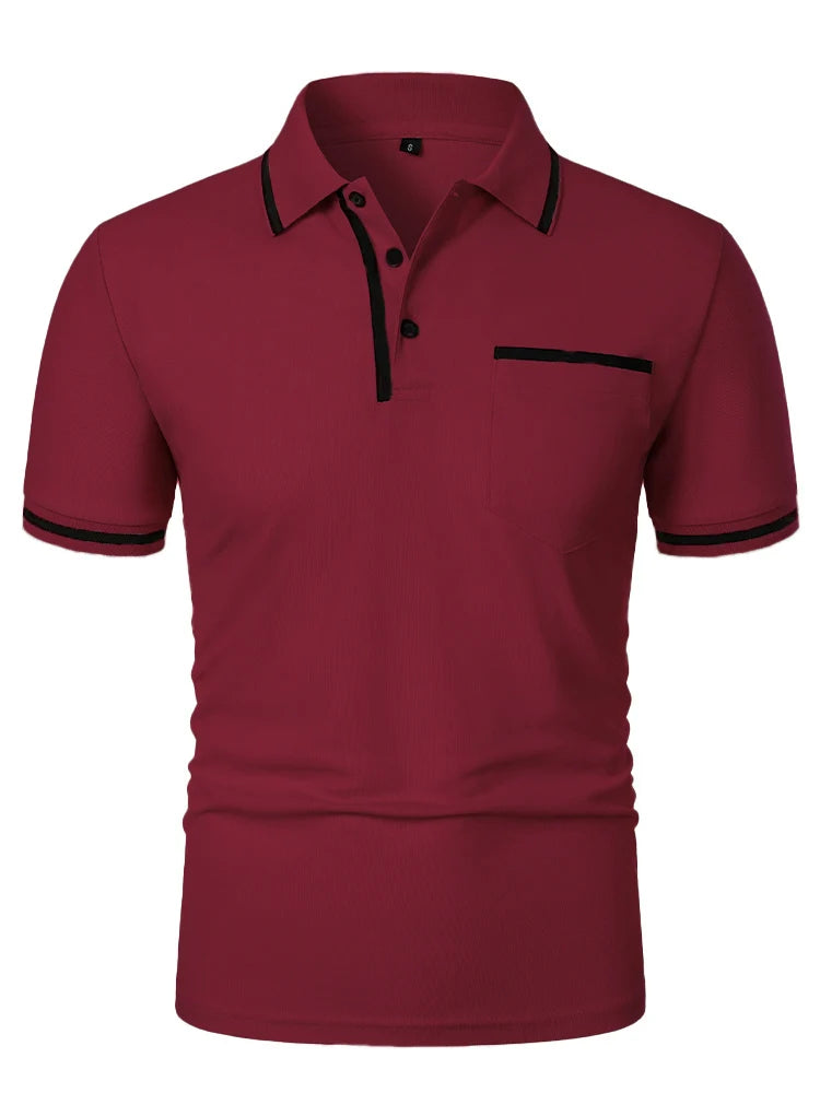 Luxe Lapel Solid Color Men's Short Sleeve Polo ATHLEXES