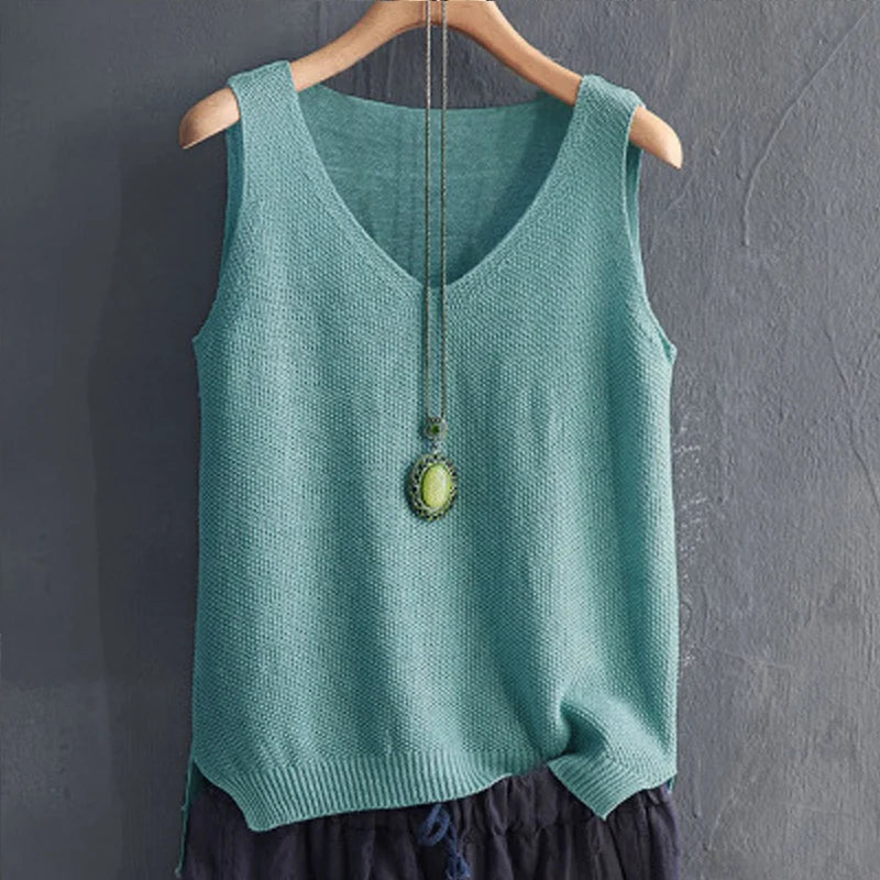 Chic Summer V Neck Knitted Blouse for Women ATHLEXES