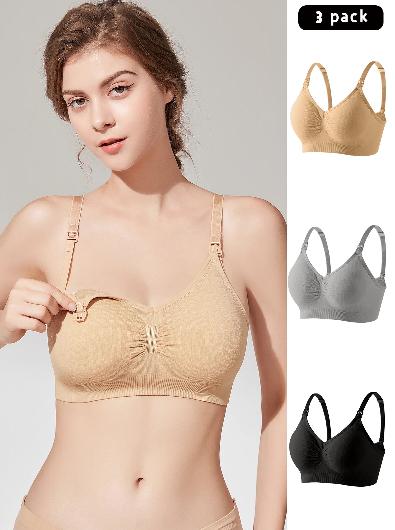 ComfortFlex 3 PCS Nursing Bra Set for Moms ATHLEXES