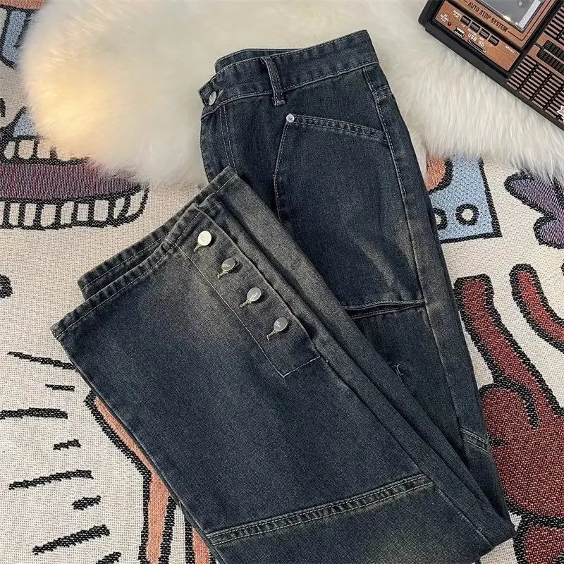 Trendy Y2K Personalized Straight Leg Casual Jeans ATHLEXES
