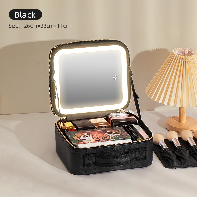 LuxeGlow LED Makeup Train Case ATHLEXES