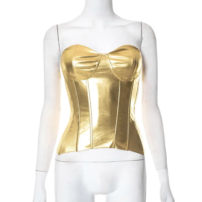 Goddess Glam Metallic Corset Top ATHLEXES