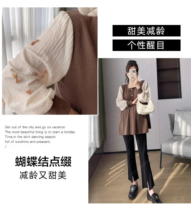 Chic Spring Maternity Patchwork Blouse ATHLEXES