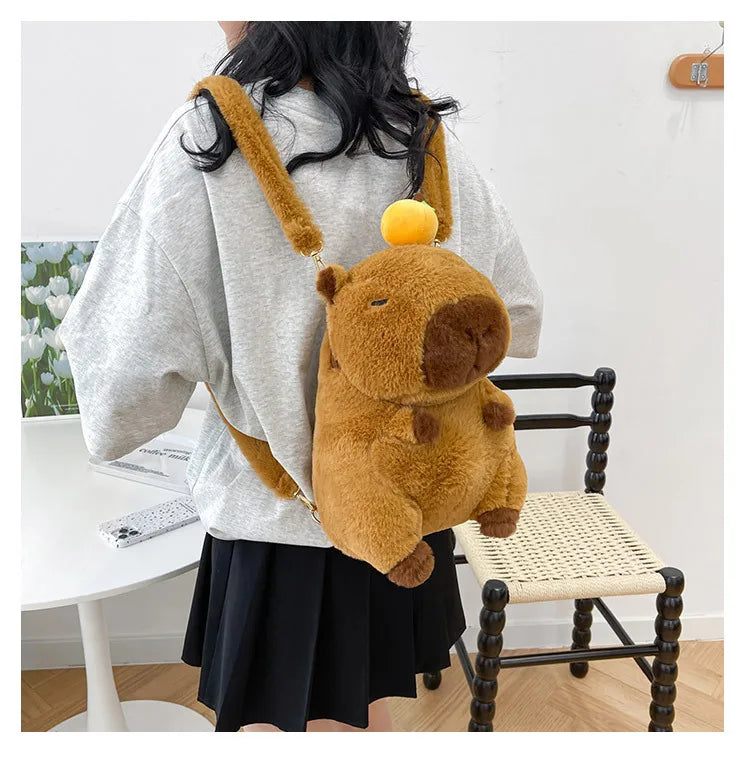 Kawaii Capybara Plush Backpack for Kids ATHLEXES