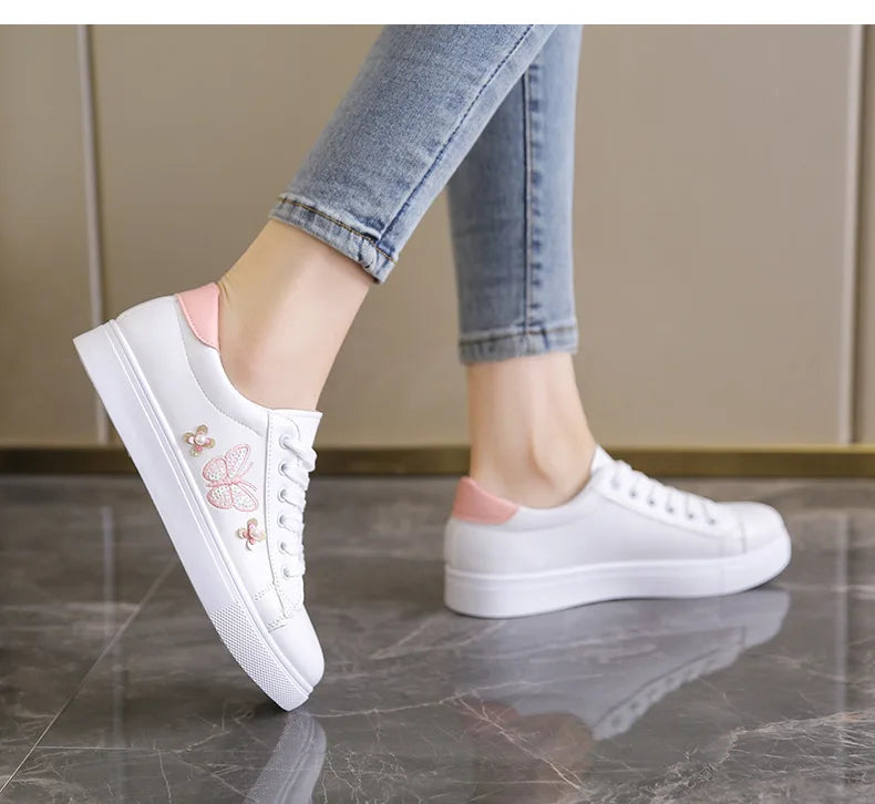 Embroidered Bow Platform Walking Flats for Women ATHLEXES