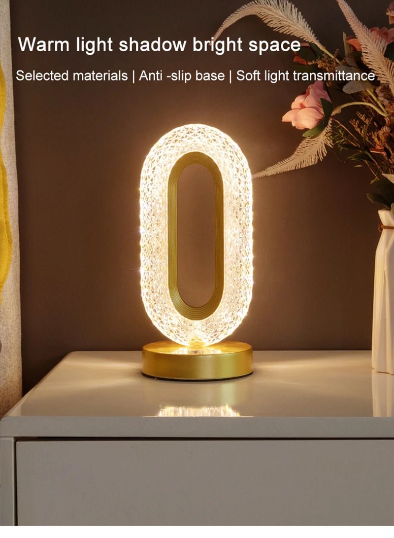 Crystal LED Table Lamp Stepless Dimming USB Charging Touch Switch Remote Control Bedside Light Living Room Decoration Desk Lamp ATHLEXES