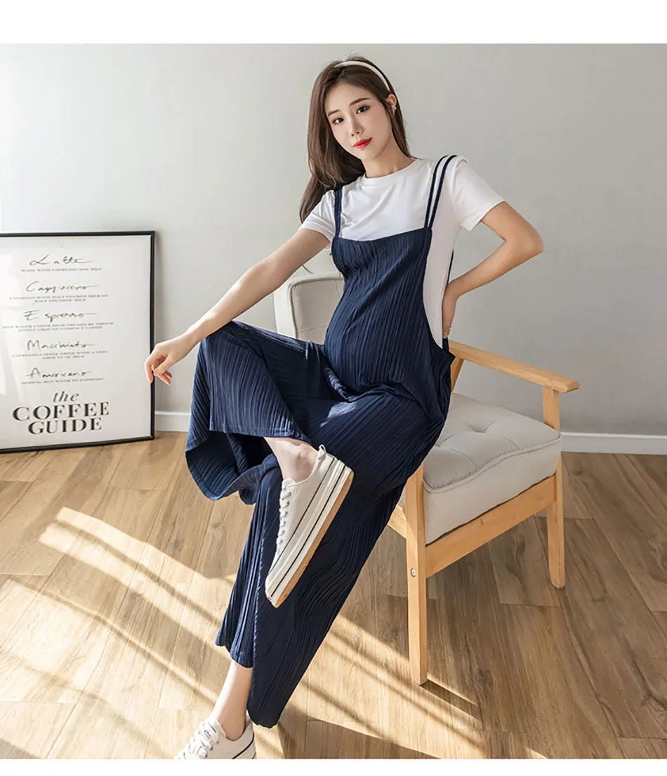 Chic Summer Maternity Chiffon Wide Leg Pants ATHLEXES