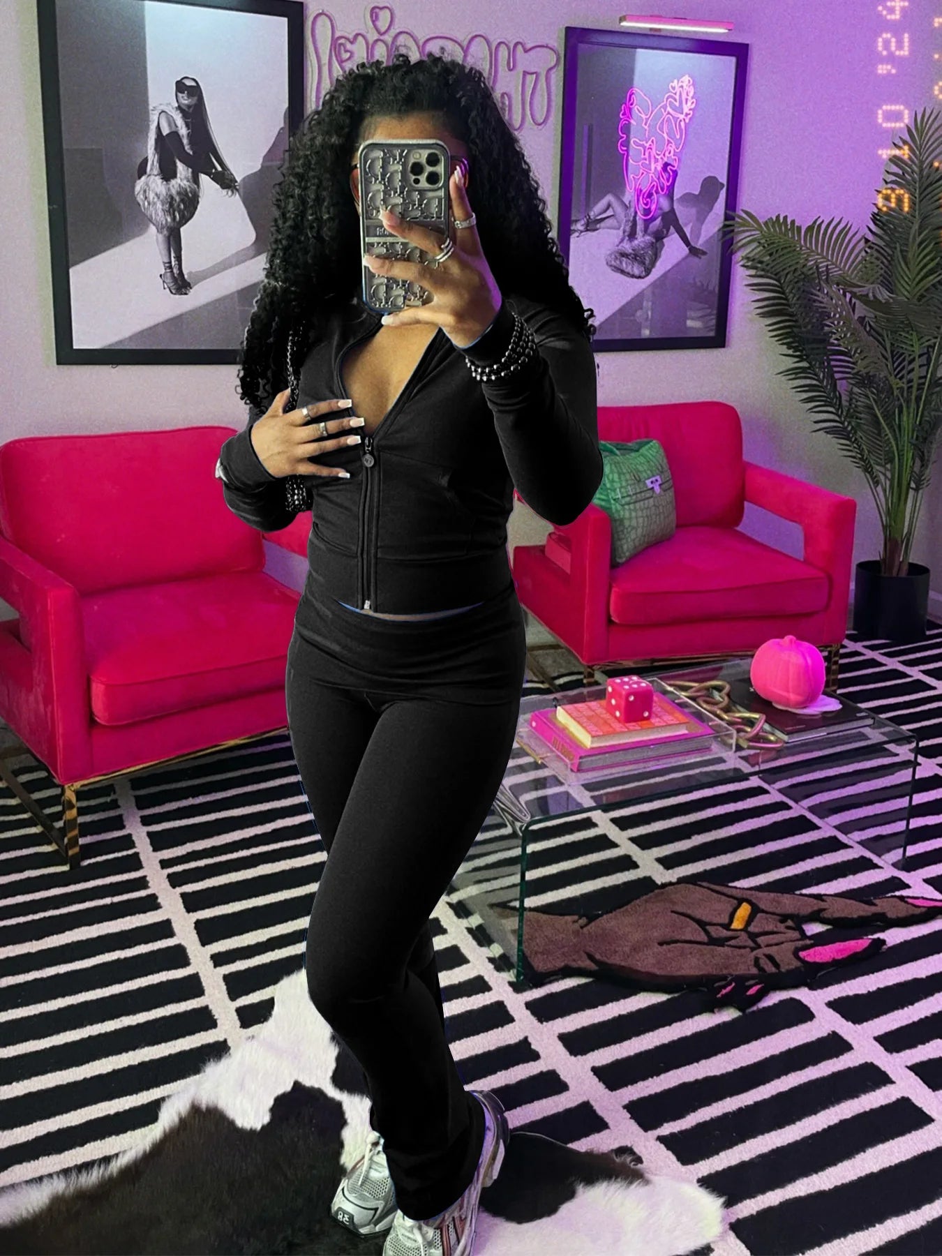 FAGADOER Casual Zip Pocket Crop Top & High Waist Leggings Set ATHLEXES