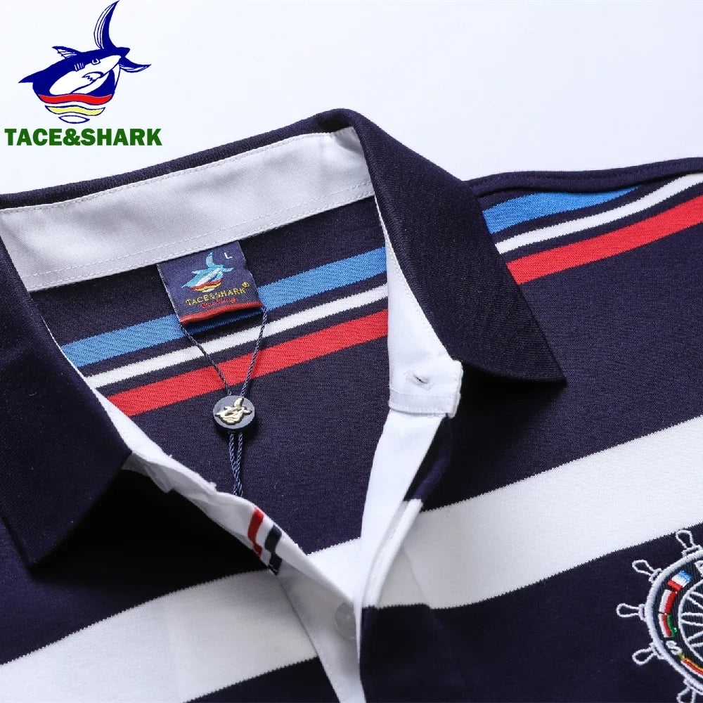 TACE&SHARK Premium Striped Long Sleeve Polo Shirt ATHLEXES