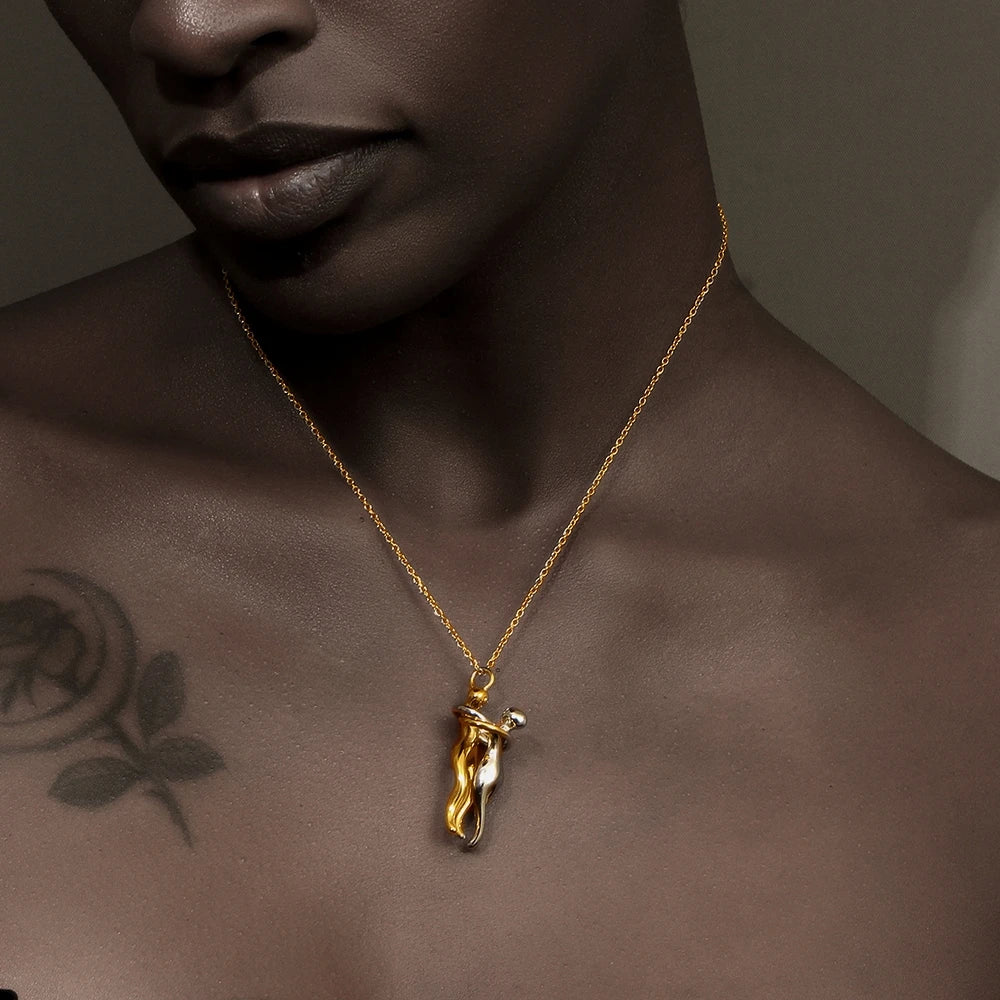E.B.belle People Hug Pendant Necklace in Gold ATHLEXES