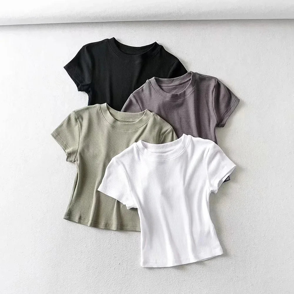Summer Sexy O-neck Crop Top for Women ATHLEXES