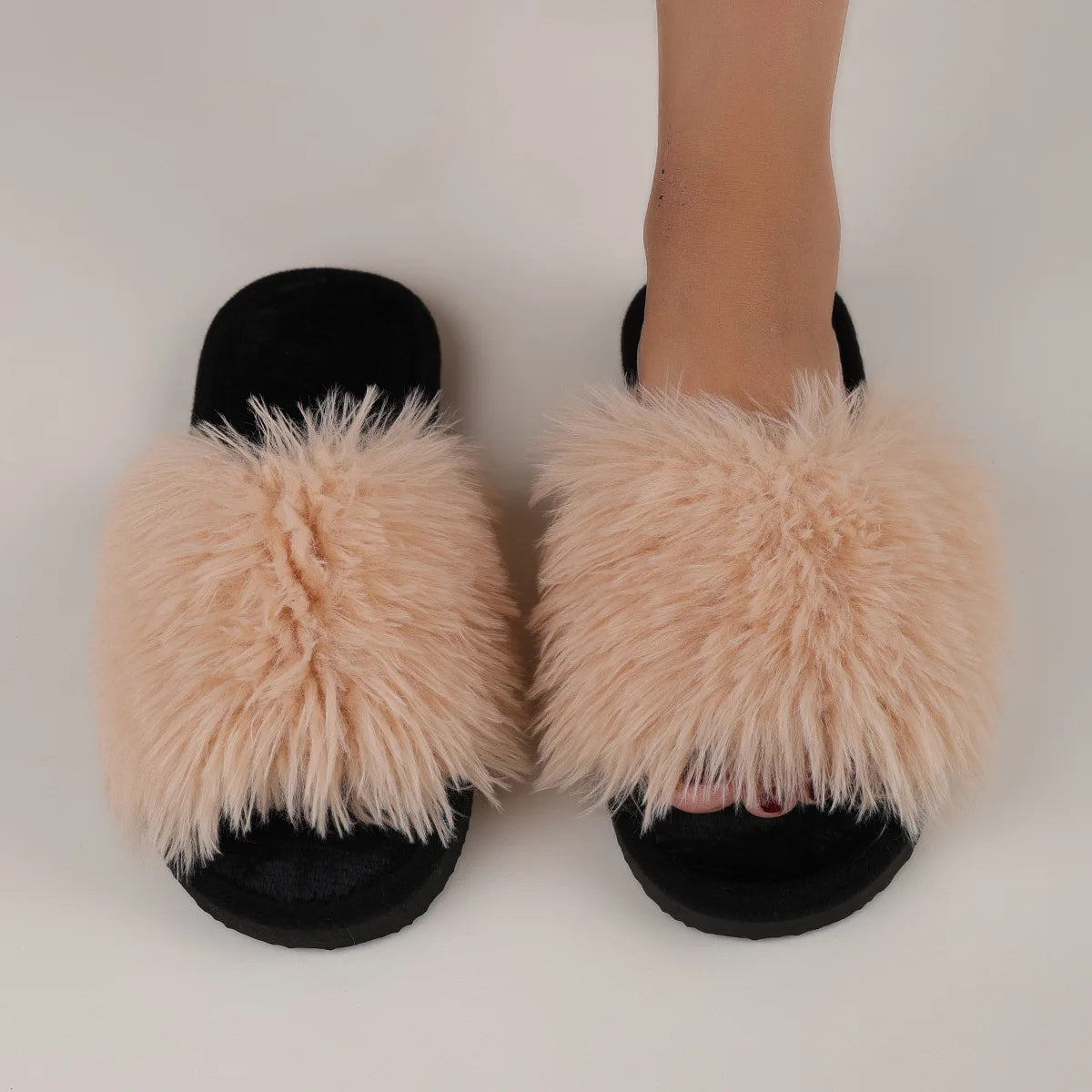 FurLuxe Women's Plush Open-Toe Slippers ATHLEXES