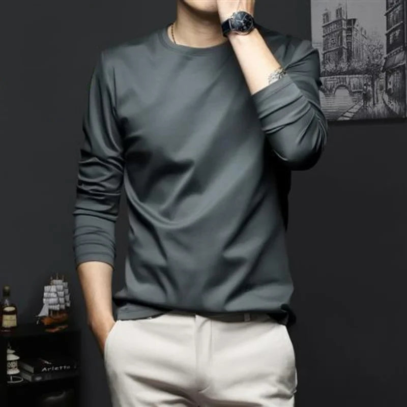 Autumn New Promotion Ice Silk Men's V-Neck Casual Top 2023 ATHLEXES