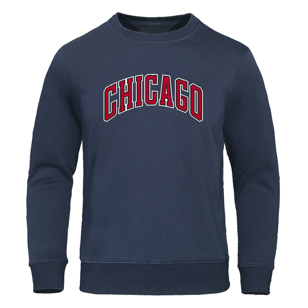 Chicago City Letter Print Hip Hop Hoodie for Men ATHLEXES