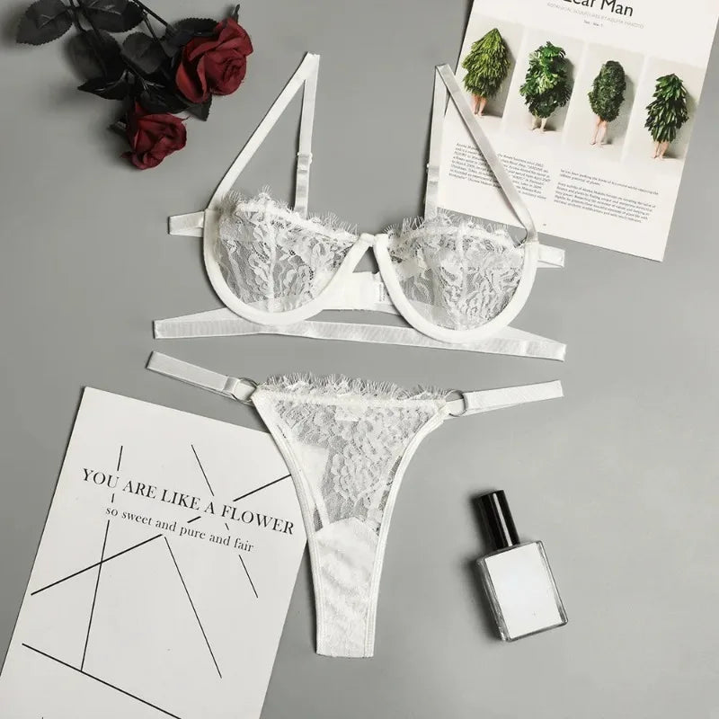 Sexy Lingerie Woman Lace Transparent Underwear Bra Set ATHLEXES